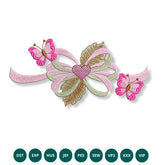 Butterfly Heart Ribbon Embroidery Design